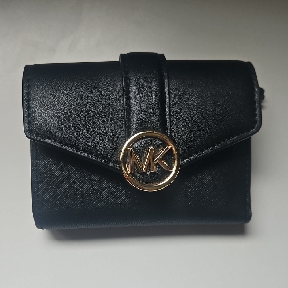 Michael Kors Black Compact Wallet with Gold Logo